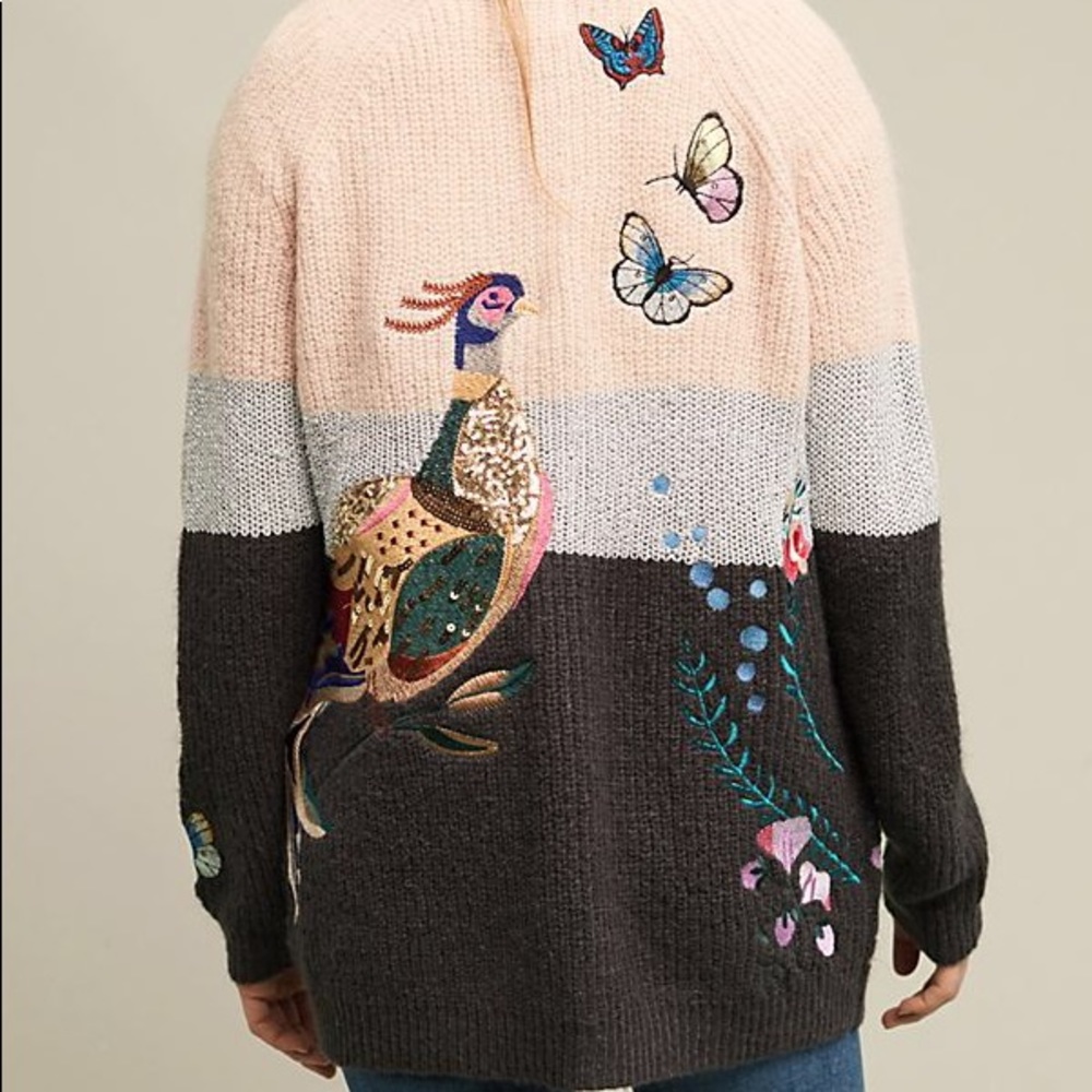 NEW Small Anthropologie Winged Patchwork Cardigan